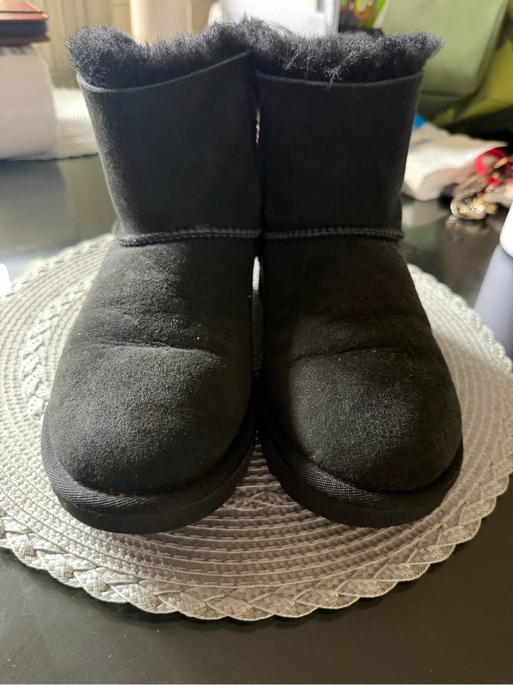 UGG women  Black Faux-Shearling Ankle Boots